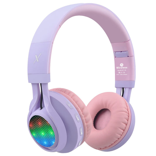 Riwbox WT-7S Kids Bluetooth Headphones Light Up, Foldable Stero Wireless Headset,with Microphone and Volume Control,Comfortable and Durable,for…
