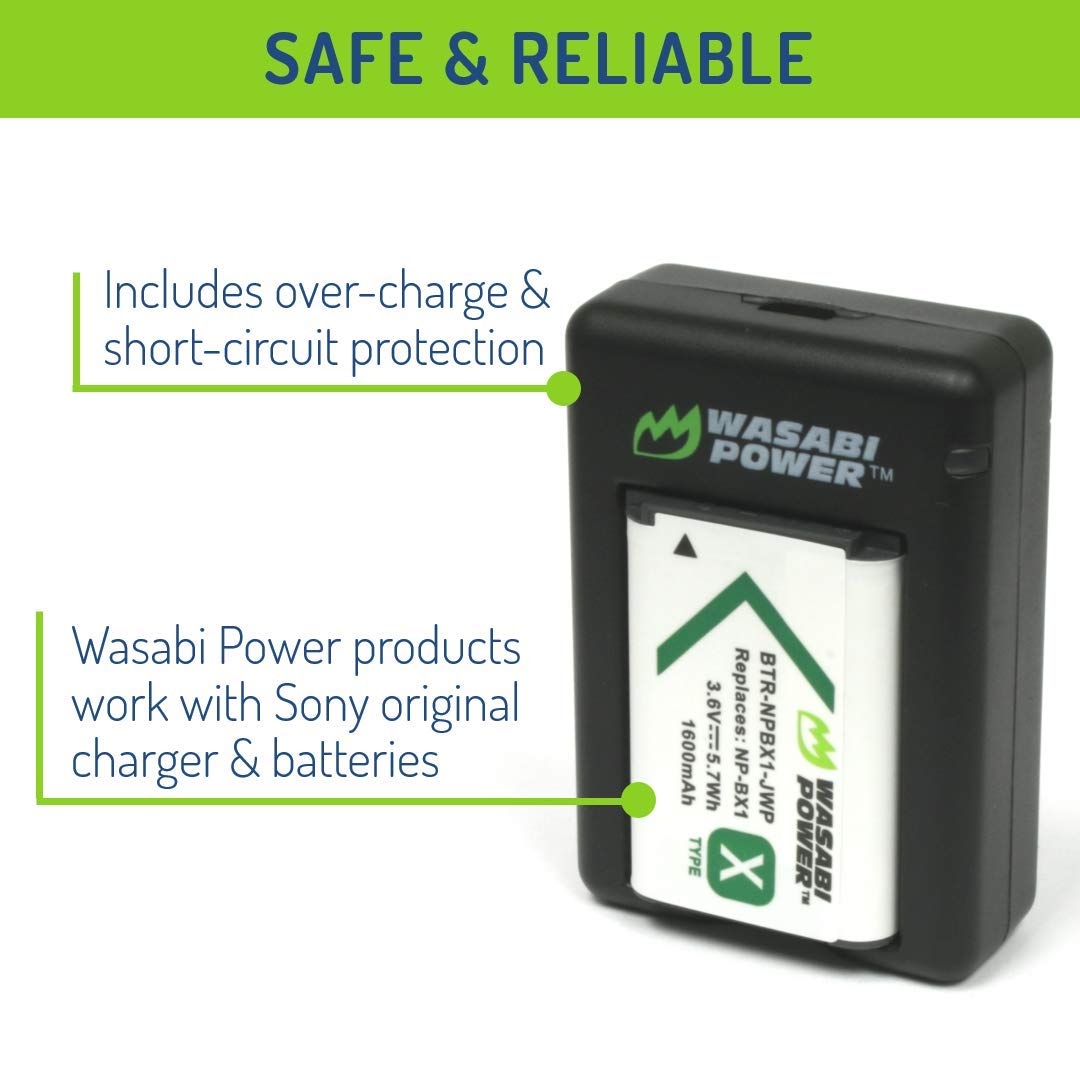 Wasabi Power NP-BX1 Battery (2-Pack) and Dual USB Charger for Sony NP-BX1/M8, ZV-1, ZV-1 II, Cyber-Shot DSC-HX95, HX99, HX350, RX1, RX1R II, RX100