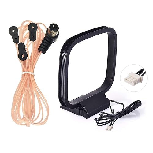 Bingfu 75 Ohm FM Dipole Antenna 3-Pin AM Loop Antenna for Sony HiFi Series Sharp Stereo System Indoor Digital HD Radio Bluetooth Stereo AV Receiver