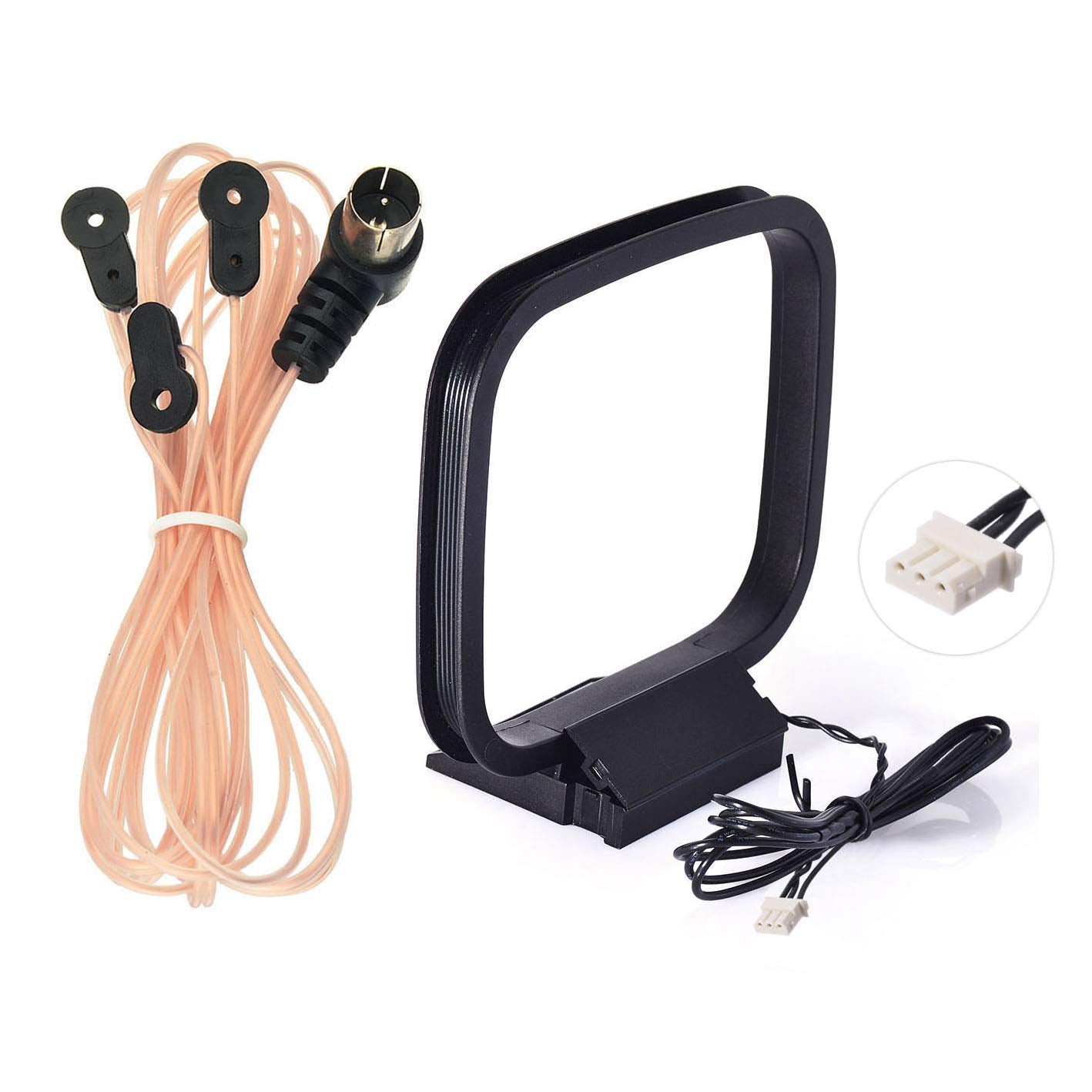 Bingfu 75 Ohm FM Dipole Antenna 3-Pin AM Loop Antenna for Sony HiFi Series Sharp Stereo System Indoor Digital HD Radio Bluetooth Stereo AV Receiver