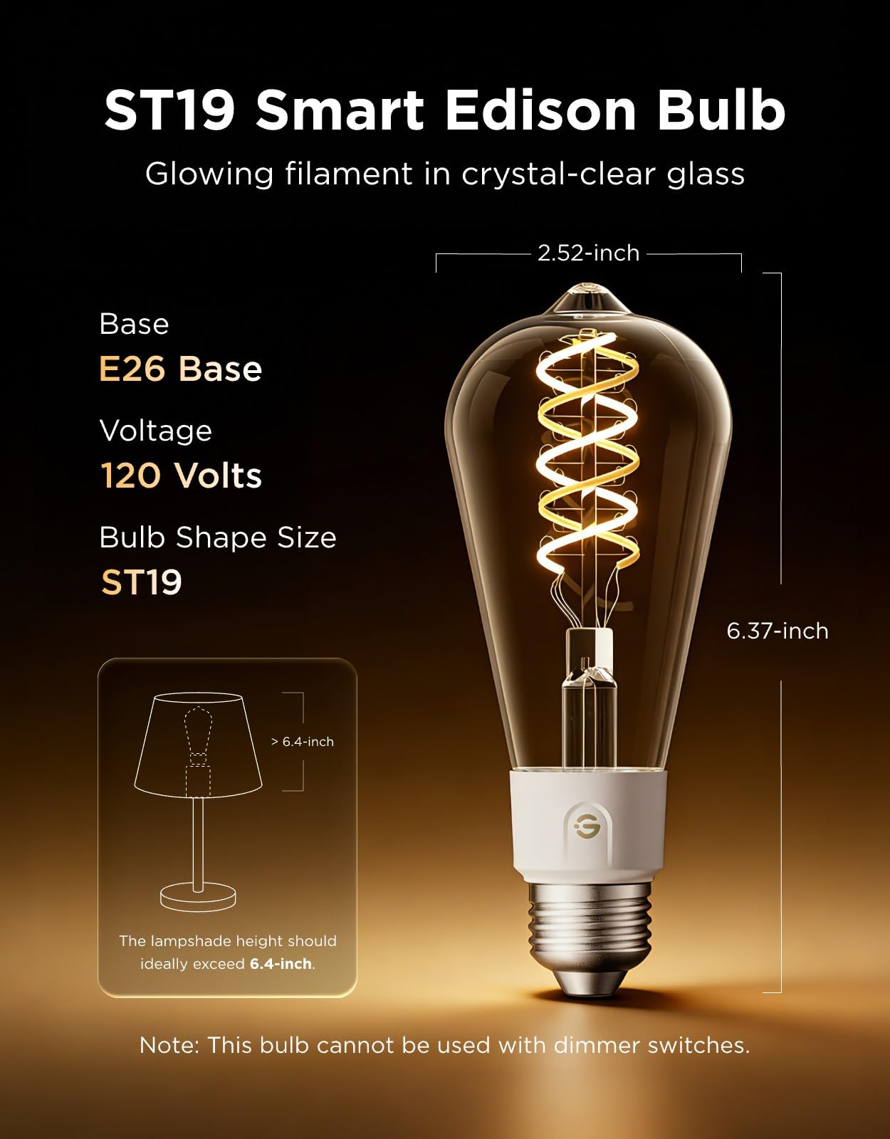 Govee Edison Bulbs, ST19(58), Smart Vintage Light Bulbs RGBWW with E26 Base