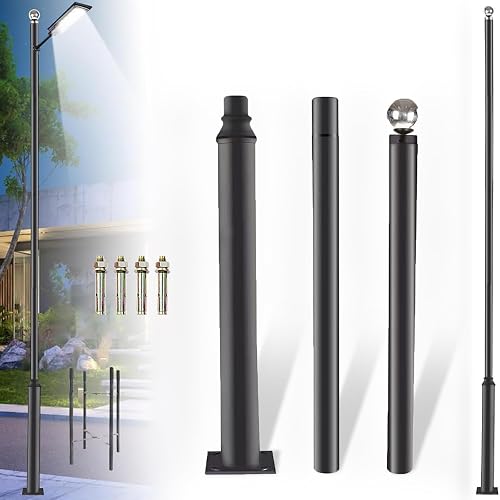 UNDADE Street Light Pole 10Ft Tall, Outdoor Solar Street Lamp Post with Base,Sub-Assembly of Street Light Poles for Backyard, Street