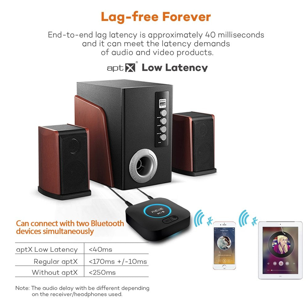 Audio Bluetooth Receiver,HiFi Wireless Audio Adapter,Bluetooth 4.2 Receiver with 3D Surround AptX Low Latency for Home and Car Music Stereo Streaming