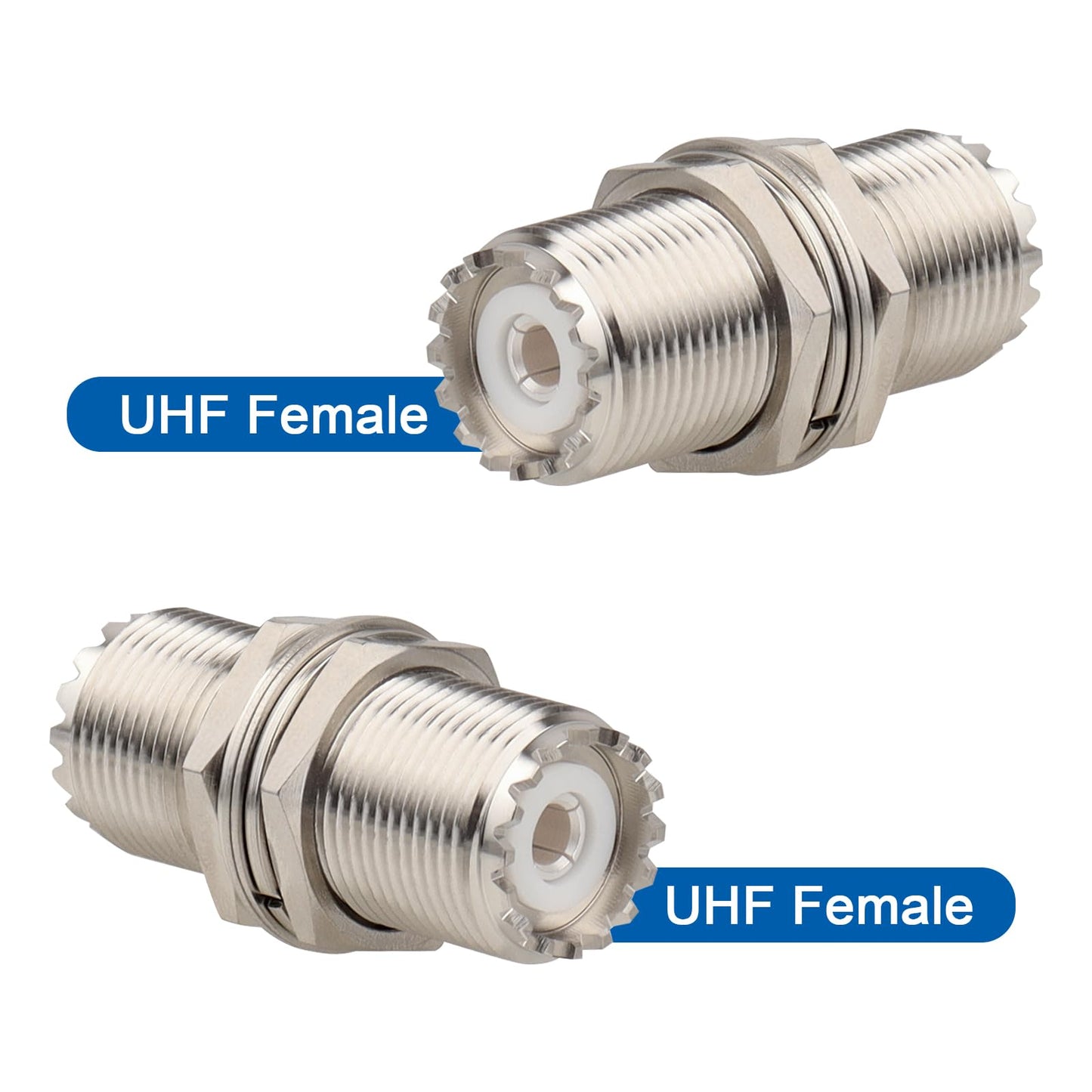 MOOKEERF 4 Pack UHF PL259 Connector Adapter UHF SO239 Female to Female Bulkhead Coax Connector 50 Ohm SO-239 PL-259 RF Coaxial Cable Adapter