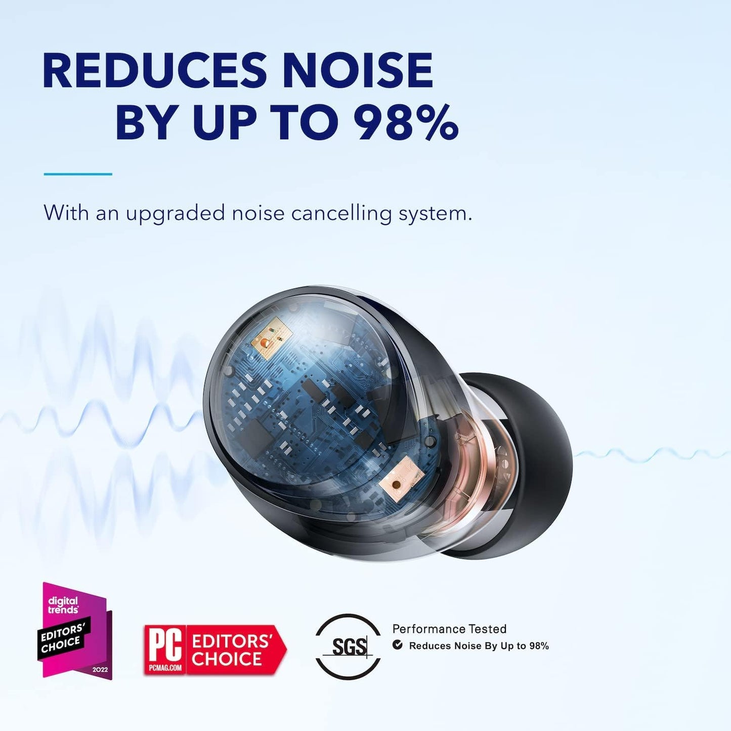 Soundcore by Anker Space A40 Auto-Adjustable Active Noise Cancelling Wireless Earbuds, Reduce Noise by Up to 98%, 50H Playtime, Hi-Res Sound