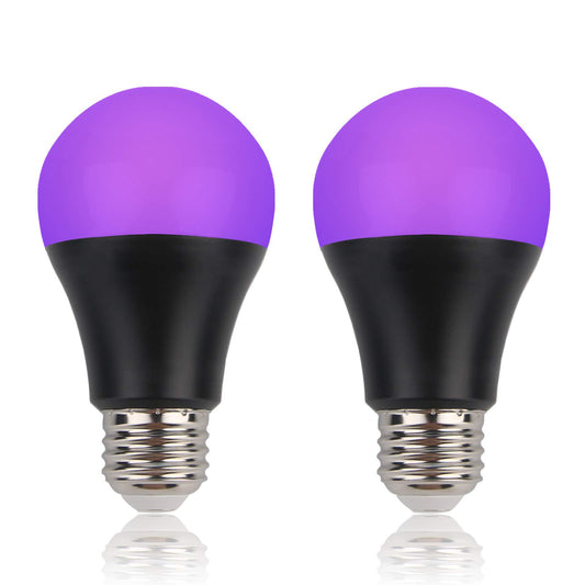 GREENIC UV Led Black Light Bulb 2 Pack, 8W (60W Equivalent) A19 E26 Blacklight Bulb UVA Level 385-400nm, Glow in Dark for Body Paint Club Party Neon