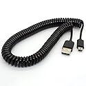 BSHTU Mini USB Cable Spiral Coiled USB 2.0-A to mini-B 5-Pin Data Sync & Charger Lead Connector(3 Meter)