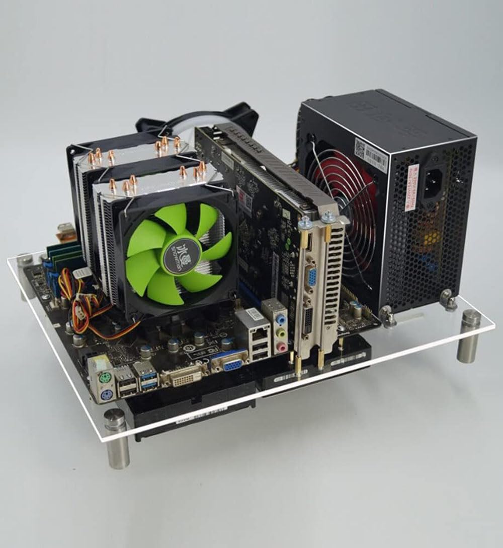 PC Open Chassis Computer Heat Dissipation Case Acrylic ITX Motherboard Test Bench Platform DIY Computer Case with Metal Switch