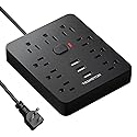 Power Strip Surge Protector with 9 Outlet 3 USB Ports, Fireproof Desktop Charging Station with Flat Plug Wall Mount 5 ft Long Extension Cords for Home