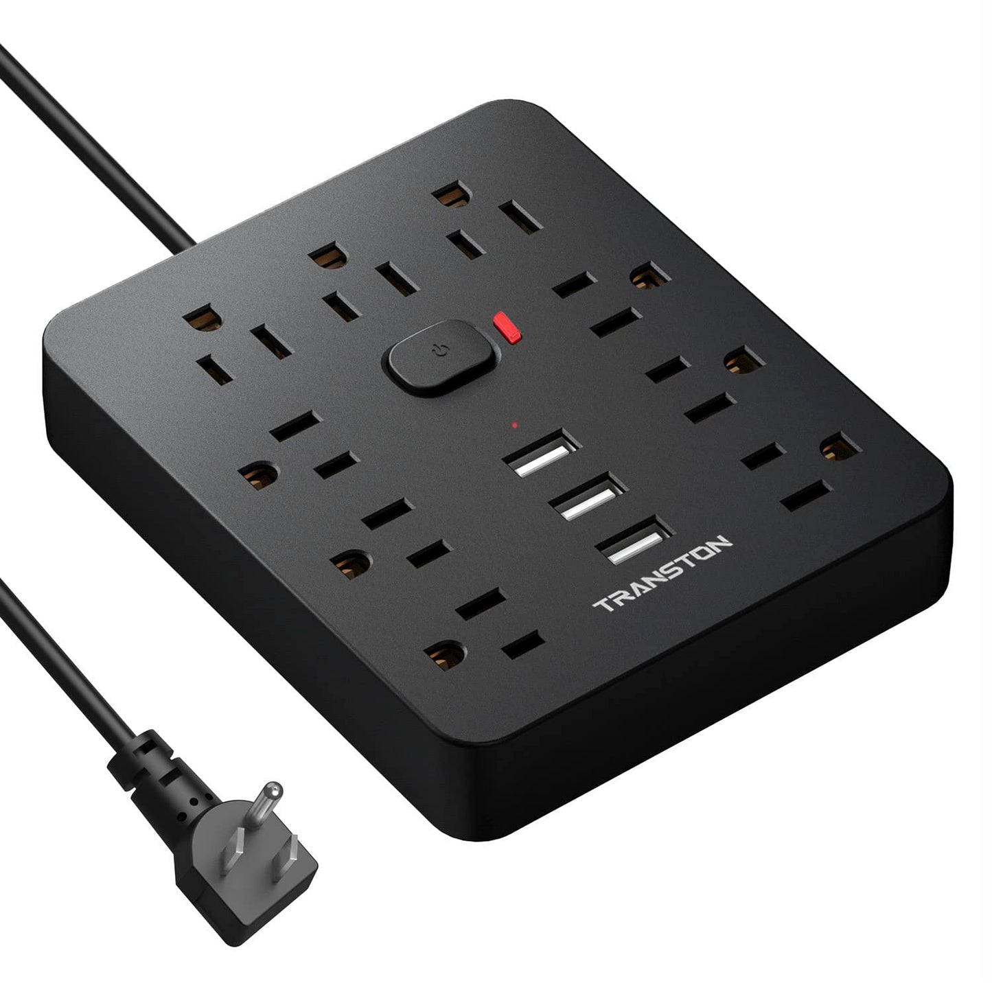 Power Strip Surge Protector with 9 Outlet 3 USB Ports, Fireproof Desktop Charging Station with Flat Plug Wall Mount 5 ft Long Extension Cords for Home