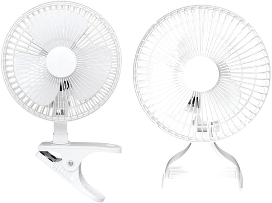 6-Inch Convertible Clip-On Fan for Desk or Table - Quiet Personal Cooling Fan with Adjustable Tilt & Removable Clip Base - Compact White Tabletop