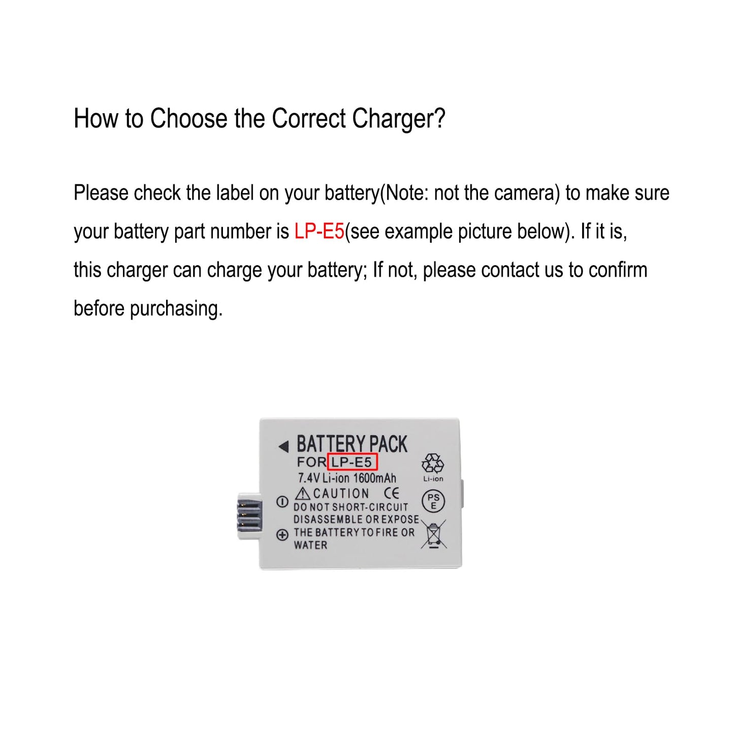 LP-E5 Battery Charger for Canon EOS 500D, 450D, Kiss X3, Rebel T1i, XS