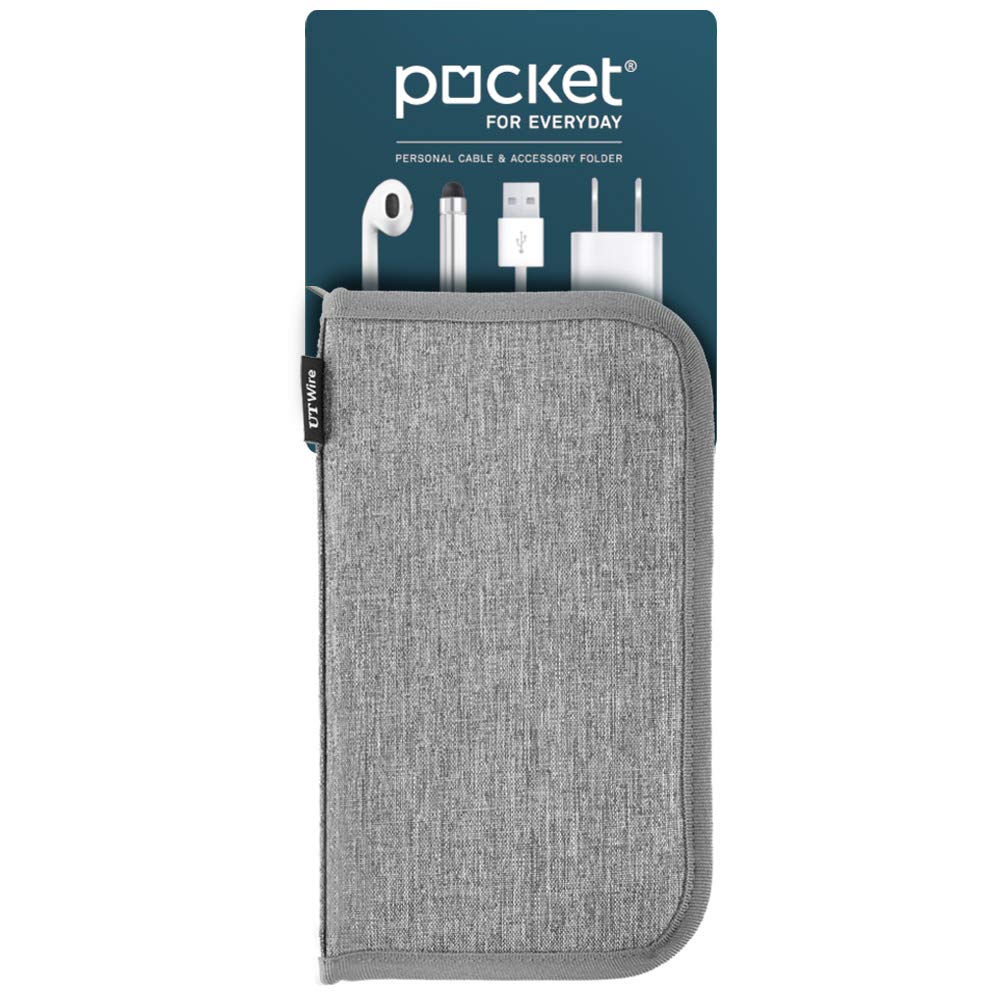 UT Wire Pocket for Everyday Personal Cable & Accessory Clear View Pockets Folder in Grey