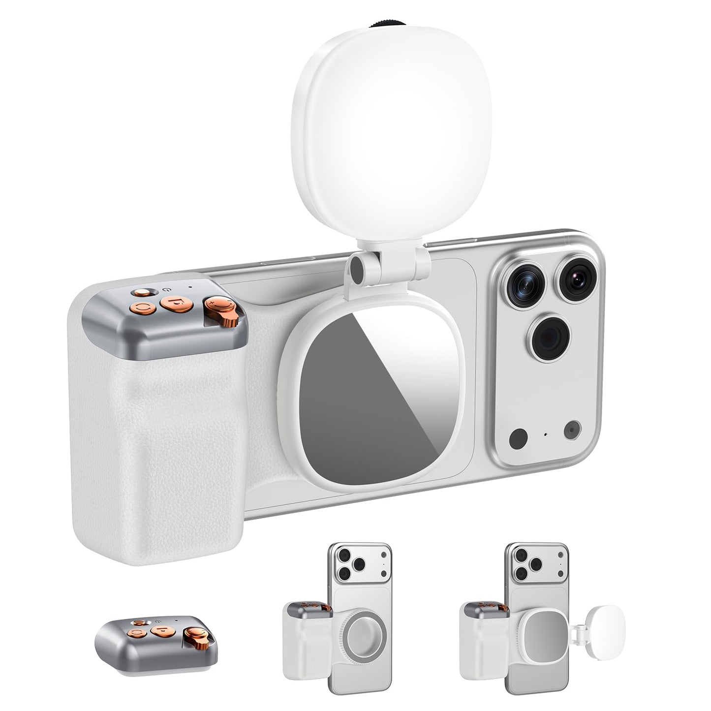 Magnetic Phone Camera Grip, Phone Selfie Grip + Selfie Light for iPhone & Android with Wireless Shutter Button, Creator Kit