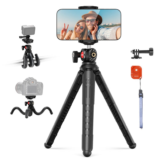 NEEWER Tripod for iPhone with Remote, Mini Flexible Phone Tripod Stand Vlog Selfie Stick with Phone Holder & Action Camera Adapter Compatible