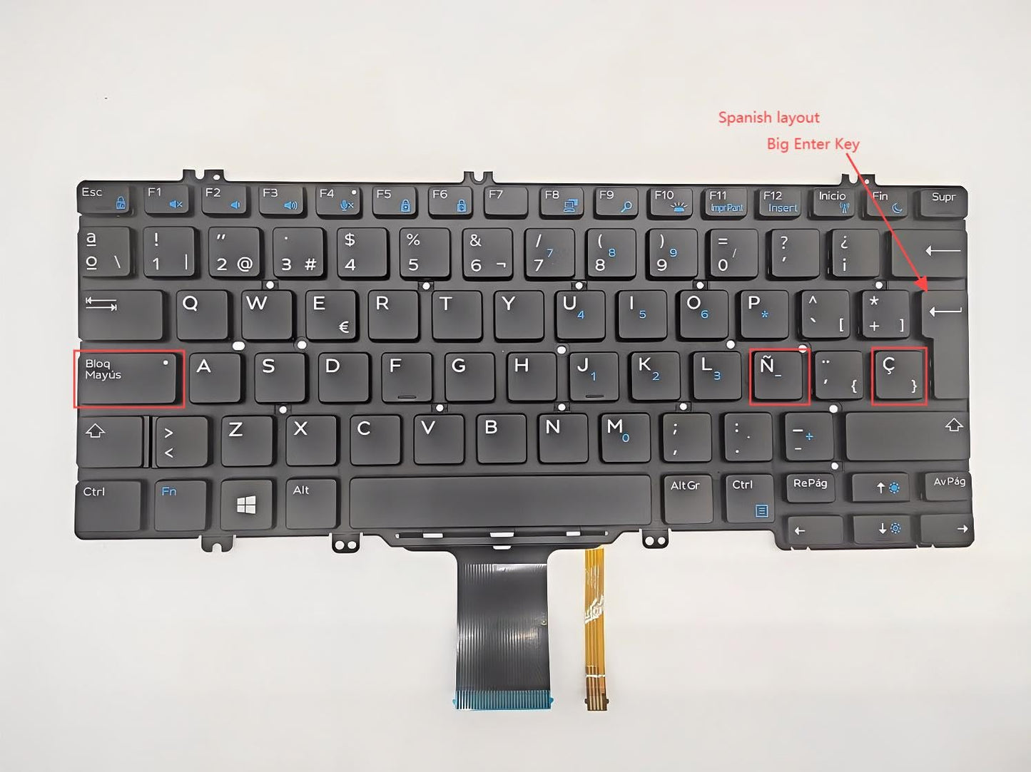 Laptop Replacement Latin Spanish Layout (español teclado) for DELL Latitude 5280 5288 5290 5289 7280 7380 7290 7390 7389 2 in1,E7280 E7380 E5280 E5290