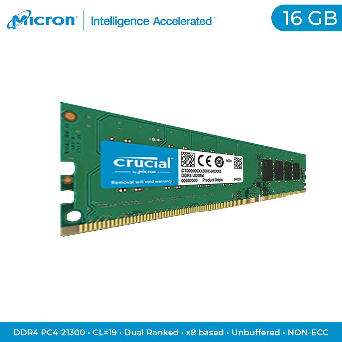 Crucial 16GB, 288-pin DIMM, DDR4 PC4-21300,