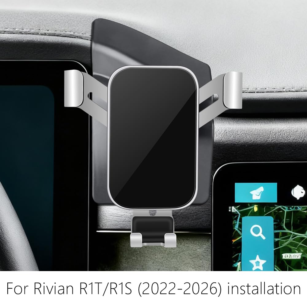 LUNQIN Car Phone Holder for Rivian R1S R1T 2022 2023 2024 2025 2026 Auto Interior Accessories Best Cell Phones Mount Cellphone Mobile Cradle Charging