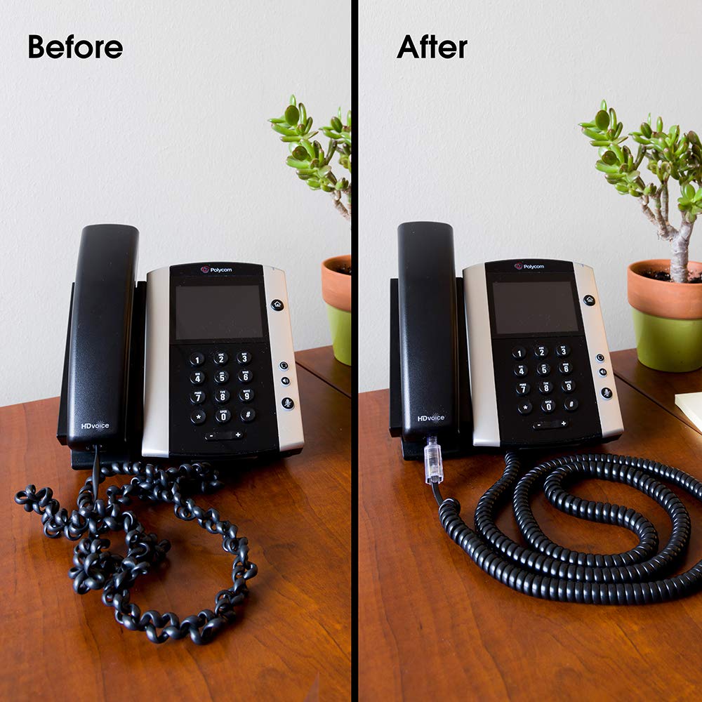 Power Gear Telephone Cord Detangler, Tangle-Free 360 Degree Rotation, Plug into Landline Phone Handset, for Use in Home or Office, All Brands, Black