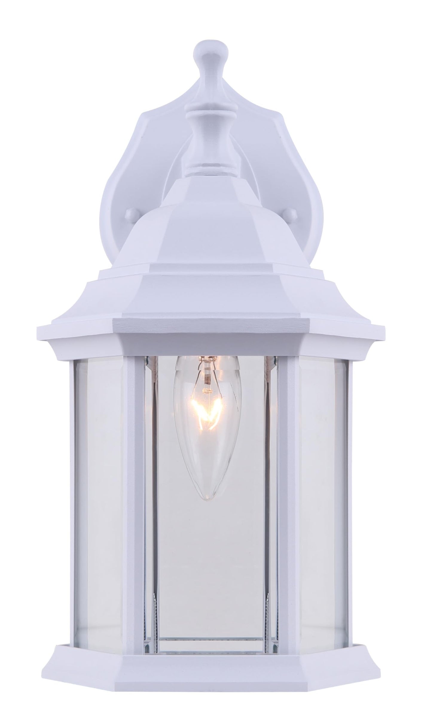 Canarm Classic 1-Light Outdoor Lantern, White Wall Mounted with Clear Beveled Glass Durable Weather-Resistant Outdoor Lighting for Patio, Porch