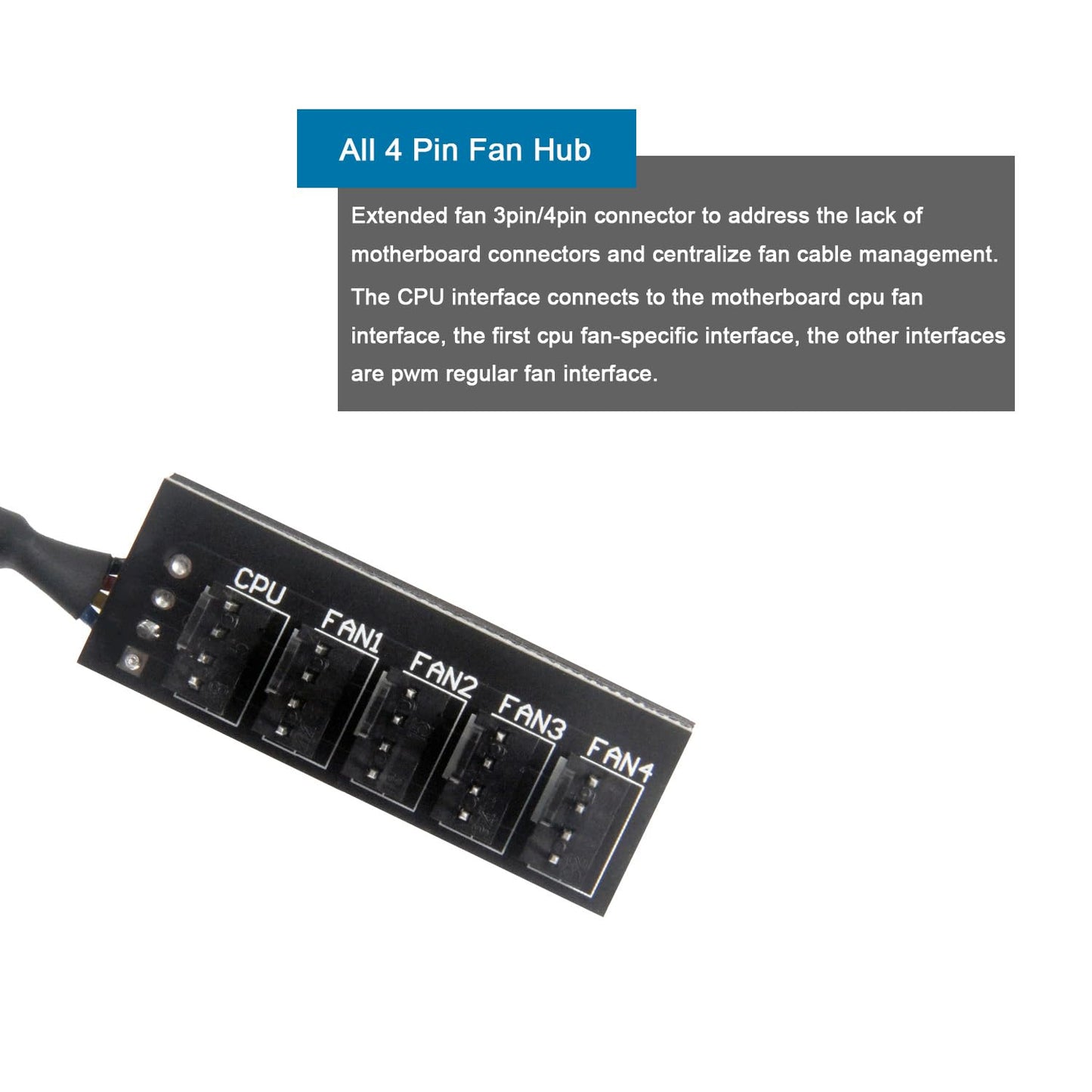 ALMOCN 3PCS PWM Fan Hub 1 to 5 Splitter 5 Way Case Fan Splitter for ATX Computer Case 4-Pin and 3-Pin Cooling Fans