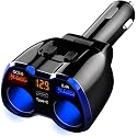 Car Charger, 150W 2-Socket Cigarette Lighter Splitter QC 3.0 Dual USB Ports 1 USB C Fast Car Adapter with Separate Switch LED Voltmeter Replaceable