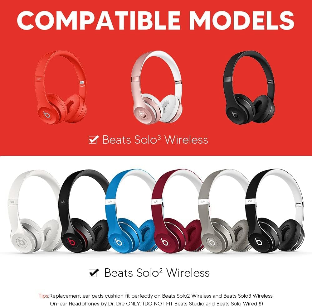 Beats Solo 3 Ear Pads Replacement, BUTIAO Soft Protein Leather Memory Foam Headphone Earpads Ear Cushions Pad for Beats by Dre Solo 3 Wireless & Solo