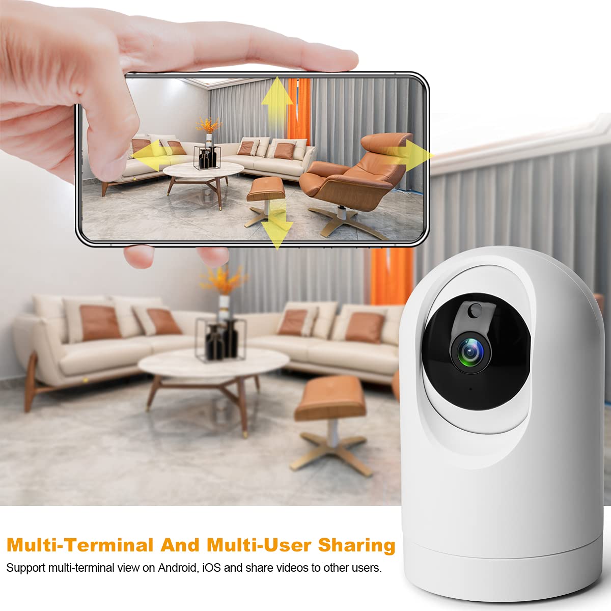 Konnek Stein Indoor Security Camera Wireless, 2K Smart Home IP Camera 2.4G/5G Dual-Band WiFi Connection, Two-Way Audio, AI Human Motion Detection