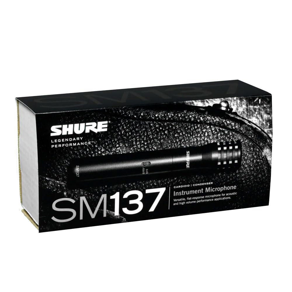 Shure SM137 Cardioid Condenser Microphone, Ultra-thin Diaphragm, Class-A Preamplifier, 15dB Pad, Low Self-Noise, XLR Connectivity, 20-Inch Microphone