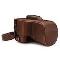 MegaGear MG1608 Ever Ready Leather Camera Case compatible with Canon EOS Rebel T7 (18-55mm), 2000D (18-55mm) - Dark Brown