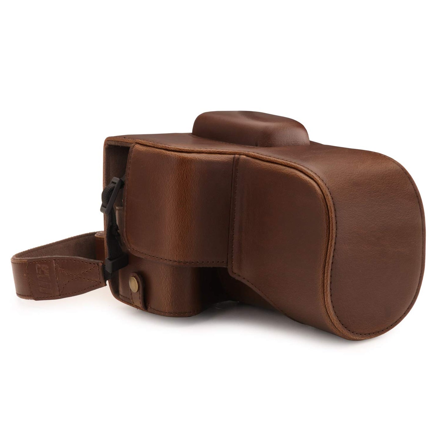 MegaGear MG1608 Ever Ready Leather Camera Case compatible with Canon EOS Rebel T7 (18-55mm), 2000D (18-55mm) - Dark Brown