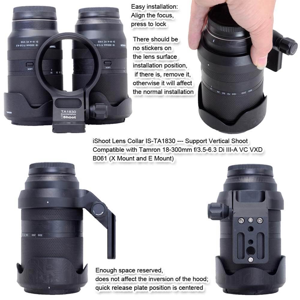 duomianshou Lens Collar Tripod Mount Ring Compatible with Tamron 18-300mm f/3.5-6.3 Di III-A VC VXD B061 (X/E Mount), Lens Support Bracket Holder
