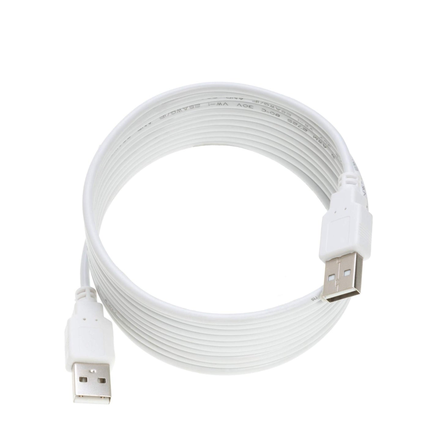 USB 2.0 Type Cable A Male to A Male Black/White 3Ft, 6Ft, 10Ft, 15Ft (3FT, White)