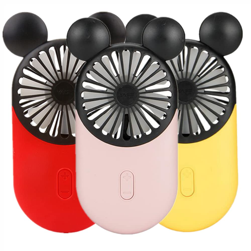 FAYDOVE Cute Personal Mini Fan, Handheld Portable USB Charging Fan with Beautiful LED Lights, 3 Adjustable Speeds, Portable Stand for Indoor