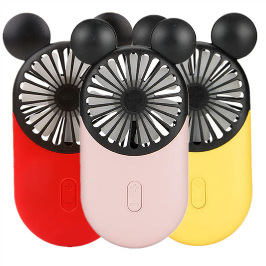 FAYDOVE Cute Personal Mini Fan, Handheld Portable USB Charging Fan with Beautiful LED Lights, 3 Adjustable Speeds, Portable Stand for Indoor