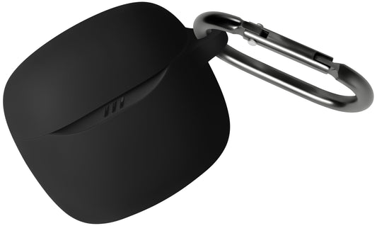 Geiomoo Silicone Case for JBL Tune Flex 2, Soft Flexible Scratch Resistant Protective Cover with Carabiner (Black)
