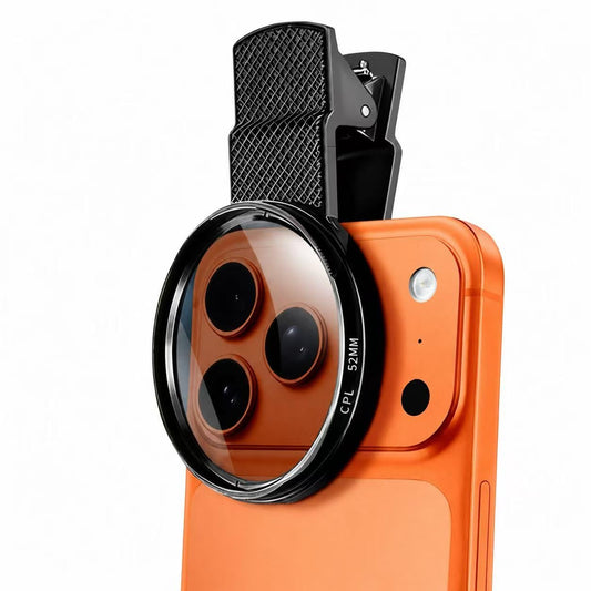 52mm Clip-on CPL Phone Camera Lens Filter Kit, Circular Polarizer Polarizing Filter Compatible with iPhone 17 16 15 14 13 12 11