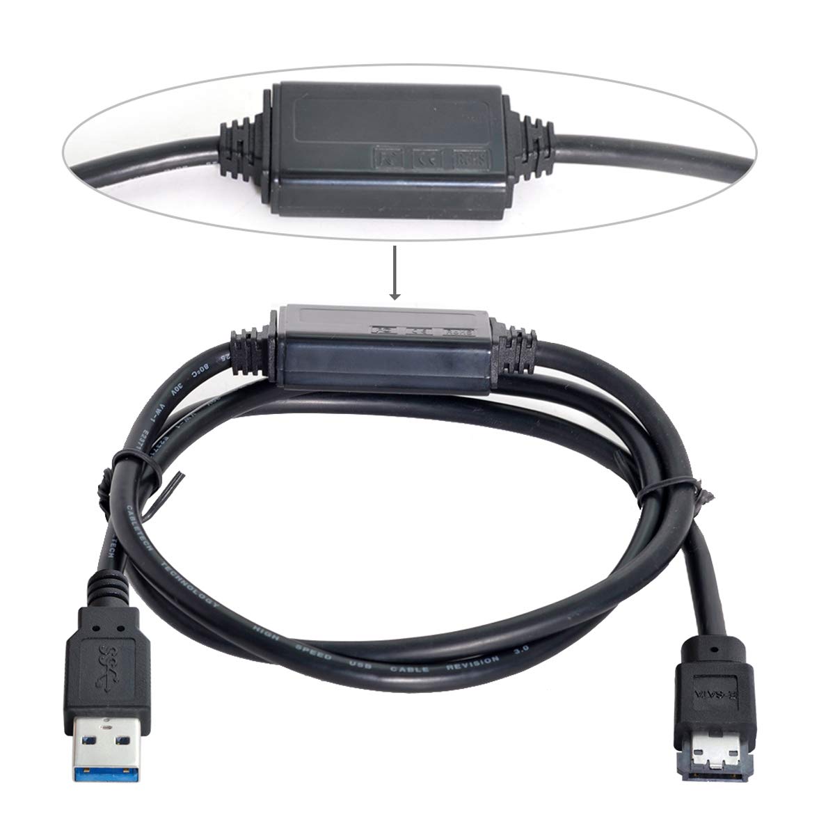 cablecc USB 3.0 to Power Over eSATA DC5V Adapter USB2.0 to HDD/SSD/ODD eSATAp Converter