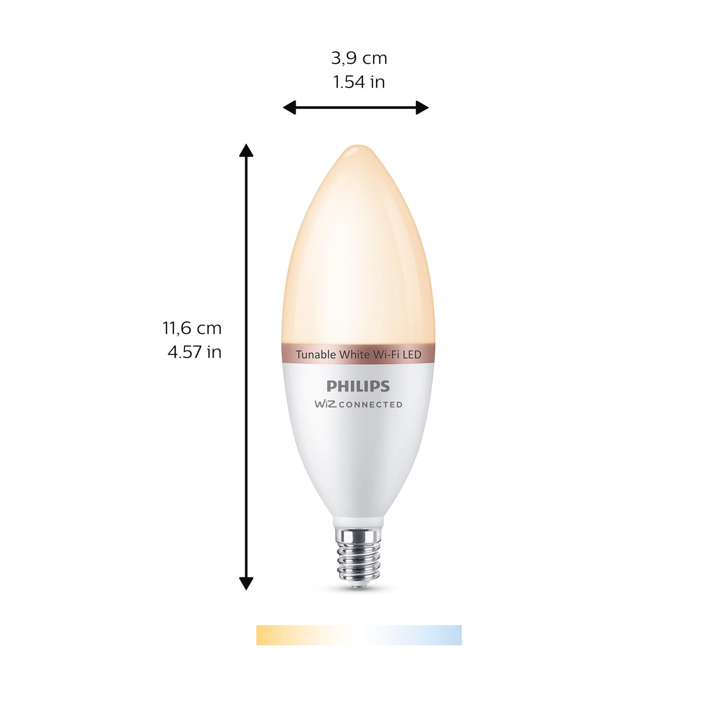 PHILIPS Smart 40-Watt Equivalent B12 LED Smart Wi-Fi Tuneable White Light Bulb Powered by WiZ with Bluetooth (1-Pack)