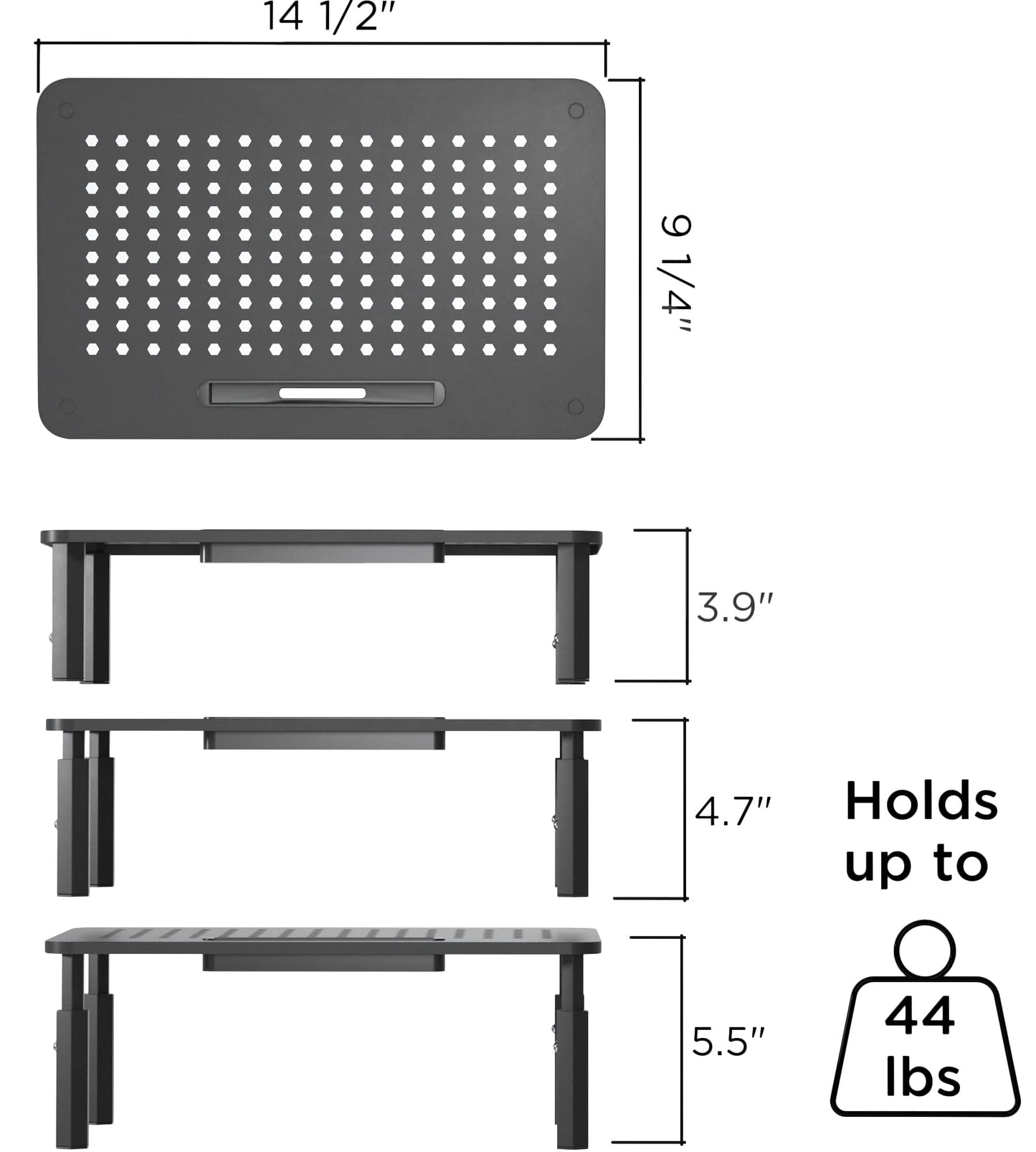 EVOOMI Back Saver Monitor Stand for Desk - 2 Pack Monitor Riser - Anti-Skid HD Hexagonal Steel Computer Stand - Free Cable Ties - Mesh Metal Computer