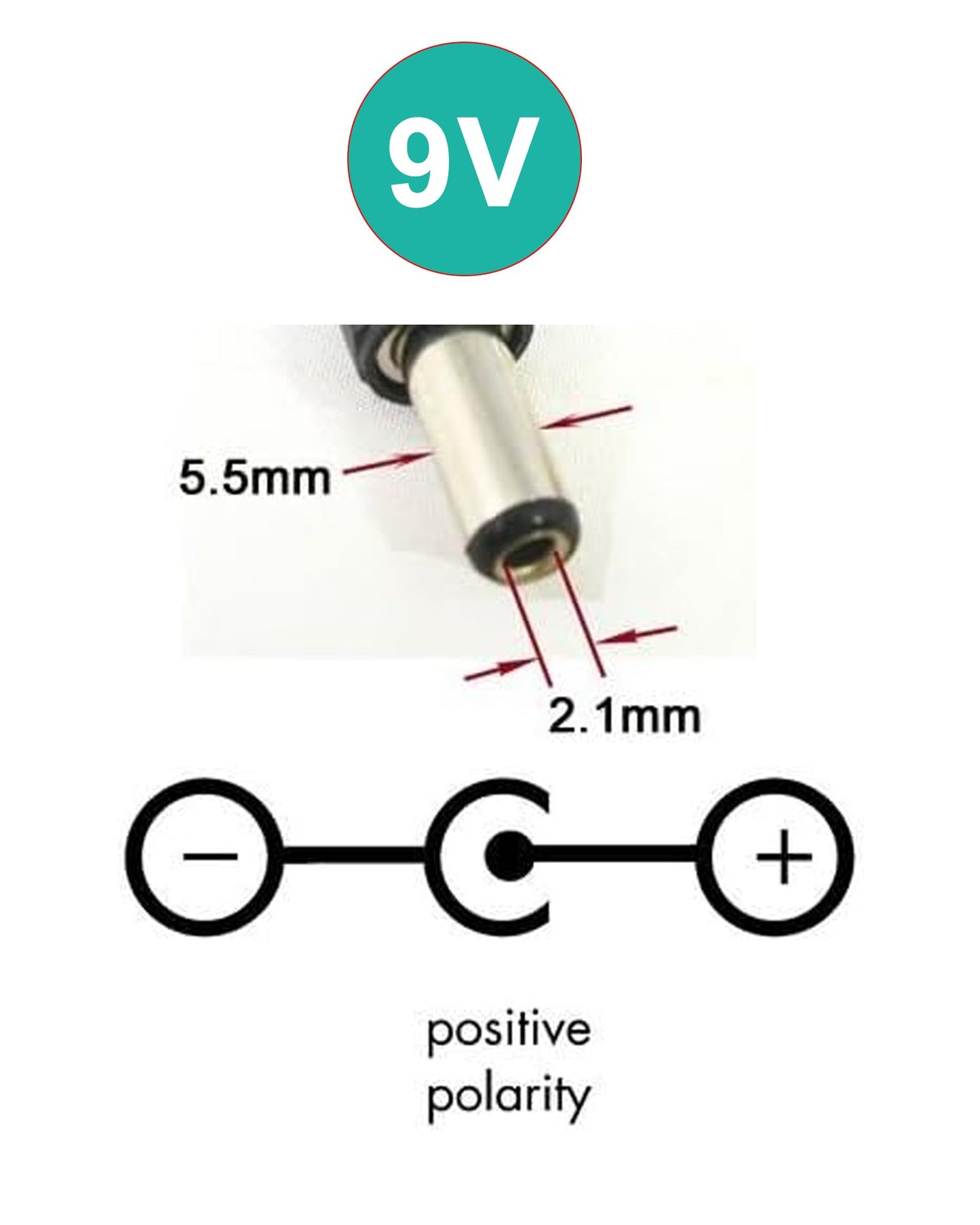 vhbw for RENPHO DC 9V 1A Power Adapter AC Adapter 100V-240V 50-60Hz 9V Adapter Power Supply for Arduino UNO MEGA, US Plug 5.5mm x 2.1mm & 2.5mm