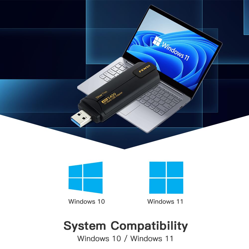 FENVi WiFi 6E USB 5400Mbps 6GHz, No Driver Download for Windows 11/10