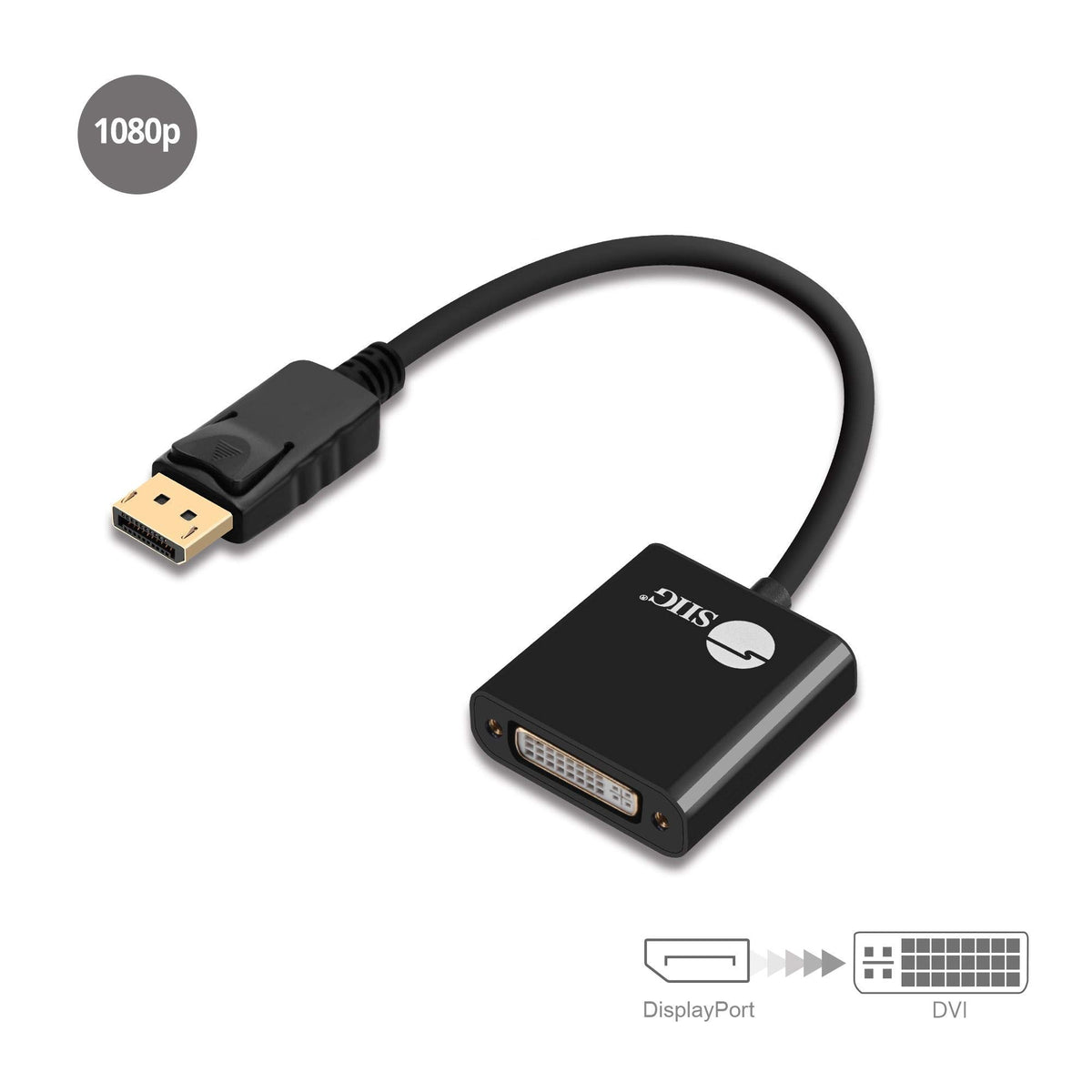 SIIG DisplayPort to DVI Adapter, 1080p60Hz, CB-DP1U12-S1