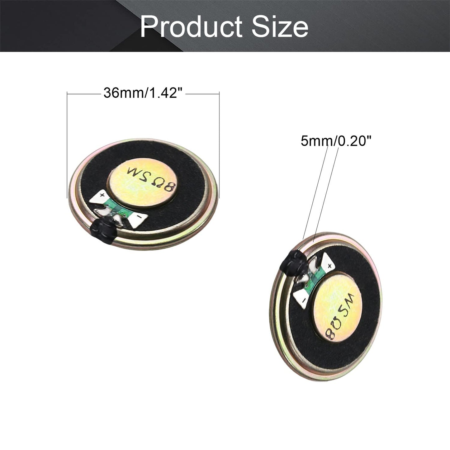 Fielect DIY Magnetic Speaker 2W 8 Ohm 36mm Diameter Round Shape Replacement Loudspeaker 2pcs