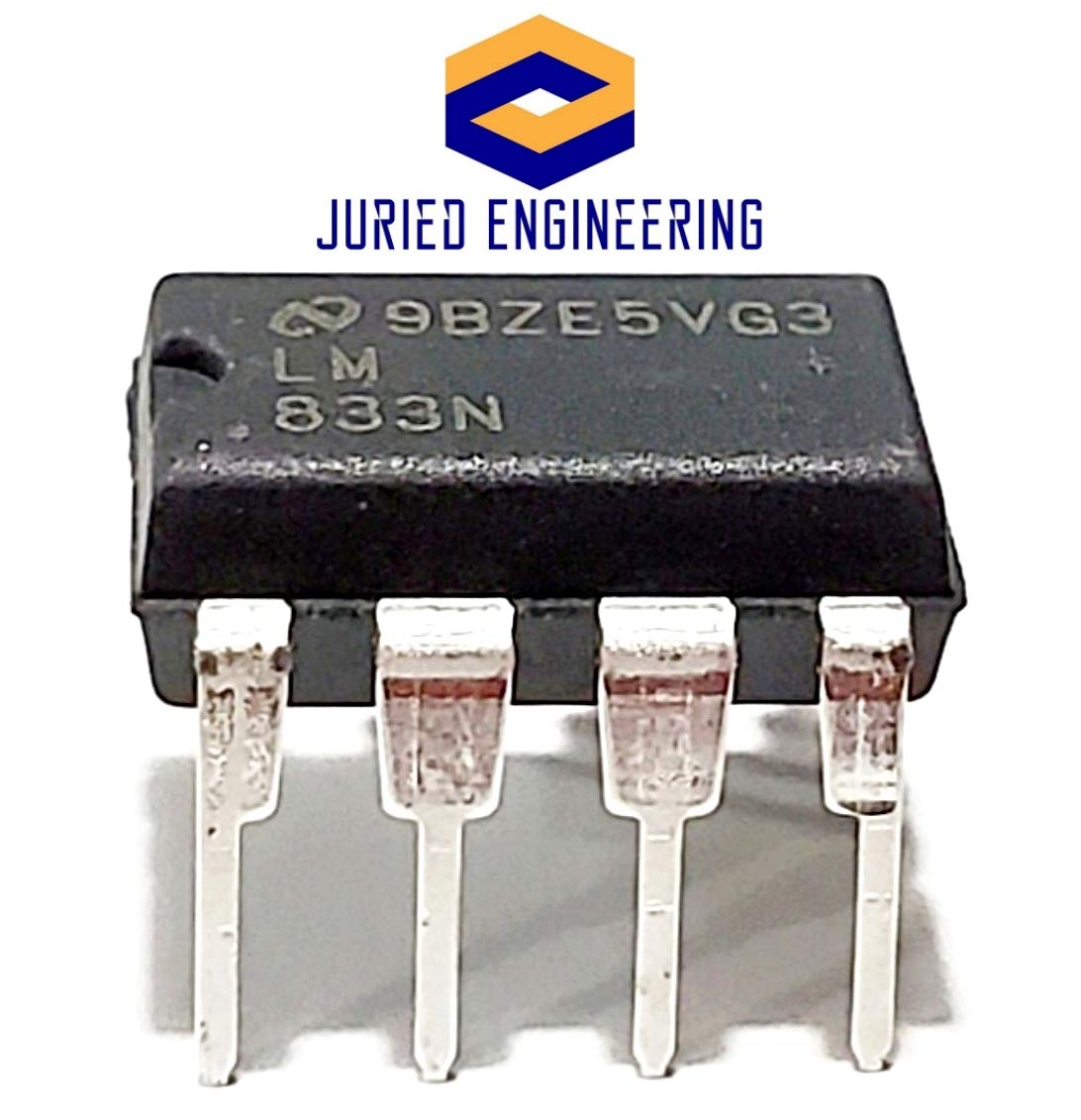 Juried Engineering LM833N/NOPB LM833N LM833 LM833-N Dual Low Noise, High Speed and Wide Bandwidth Operational Amplifier Op Amp Breadboard-Friendly IC