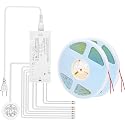 CUBITOR Under Cabinet Led Light Strip kit,2 Roll x 16.4ft Cuttable 6500K COB,Diffused Power with 8 JST & 2 Hardwired Outlets,Touch Sensor for Gun Safe
