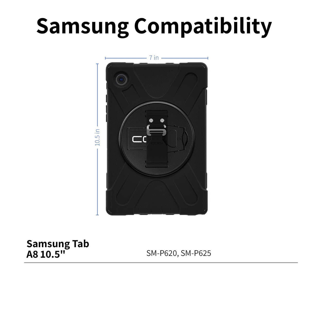 CODi Rugged Case for Samsung Galaxy Tab A8 10.5" (SM-X200), Heavy Duty 3-in-1 Protective Case with 360° Shockproof Protection, Rotating Kickstand