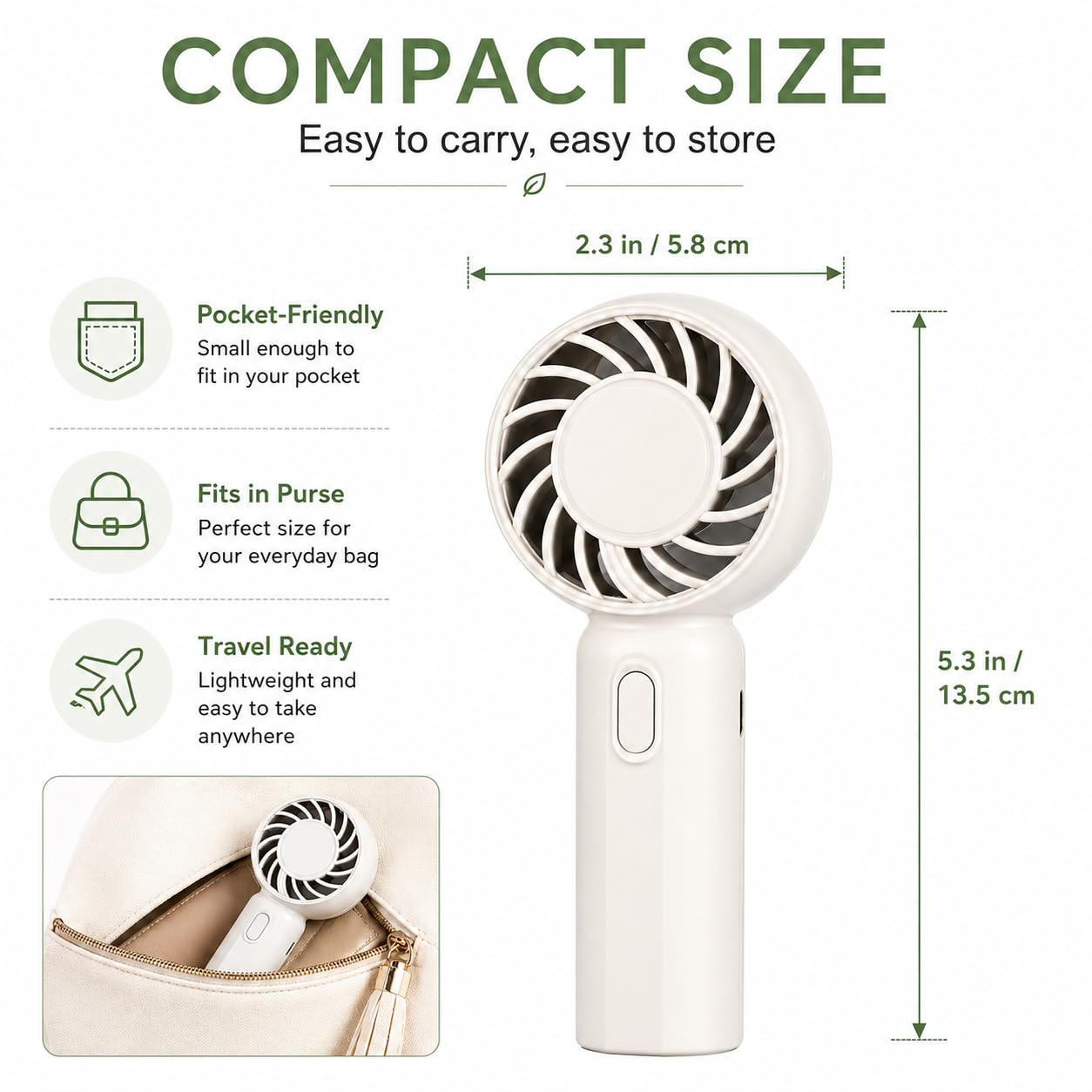 AURAELOS 6 Pack Mini Fans, USB Rechargeable, Wedding Favors, Ivory