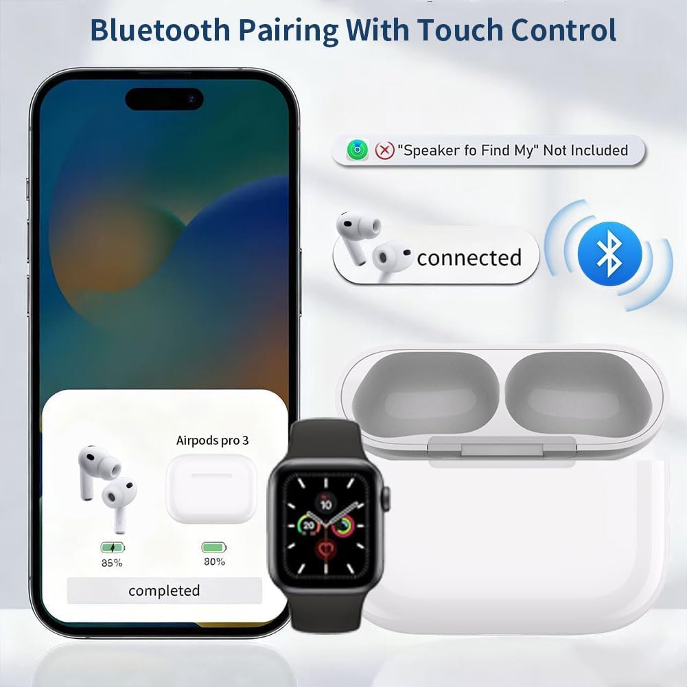 Replacement Charging Case Compatible with AirPods Pro 3 Generation, Wireless & Wired Charging Case with Bluetooth Pairing Sync Button Earbuds Not