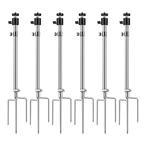 6 Pack Trail & Game Camera Mount, Ground Holder, Hunting Trail Camera Stand,360 Degree Adjustable Holder for Night Fishing Lights, Solar Panels, Screw